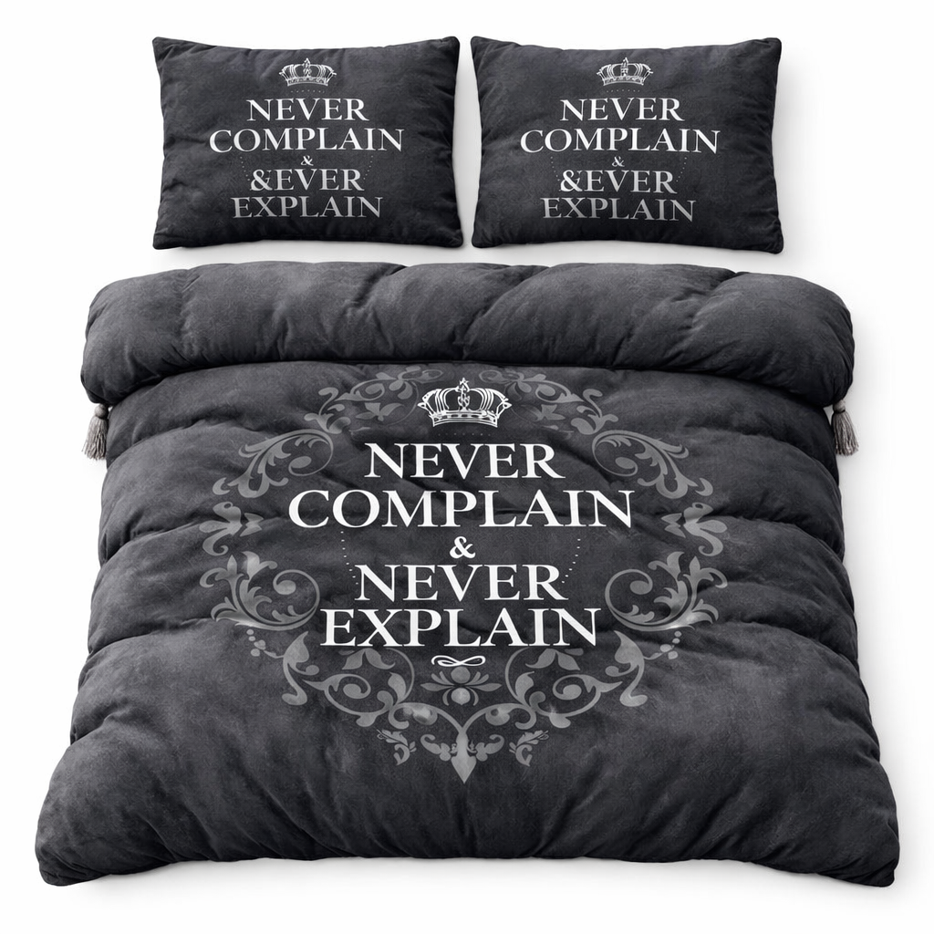 Cotton Club Never Complain dekbedovertrek grijs/antraciet – 140x200/220 cm – 1-persoons met kussensloop