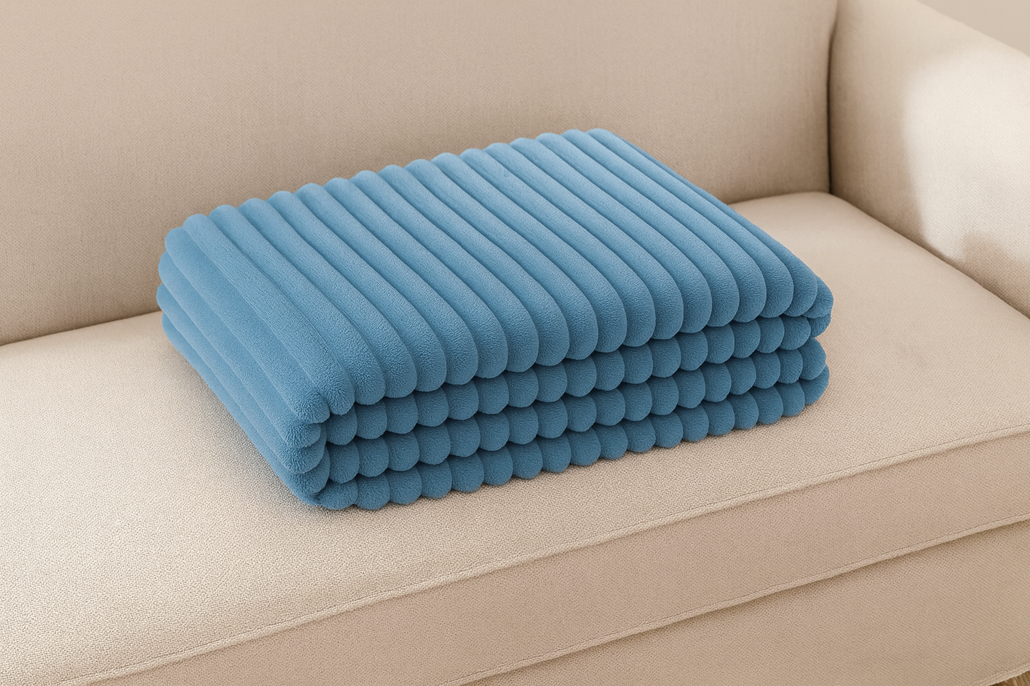 AxonBay Fleece Plaid XXL 220×230 cm – Blauw – Kabelstructuur