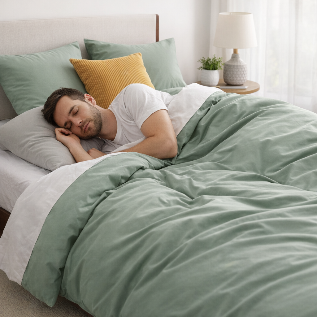 AxonBay Dekbedovertrek 200×200 cm – Microvezel – Saliegroen