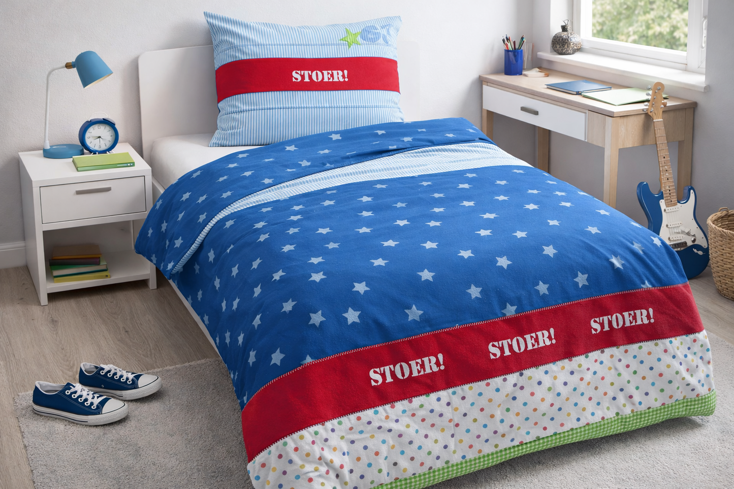 Lief! Dekbedovertrek 140×200 cm – Blauw – Met Kussensloop