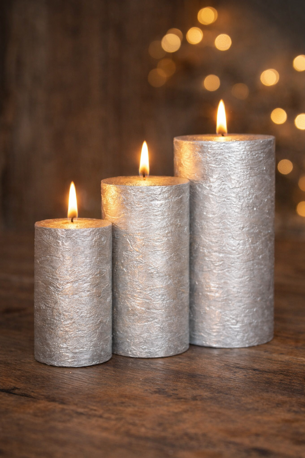 Gusta Rustieke Kaars ø7×14 cm – Zilver