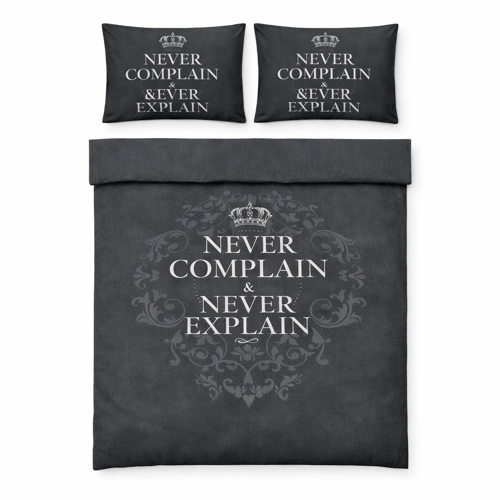 Cotton Club Never Complain dekbedovertrek grijs/antraciet – 140x200/220 cm – 1-persoons met kussensloop