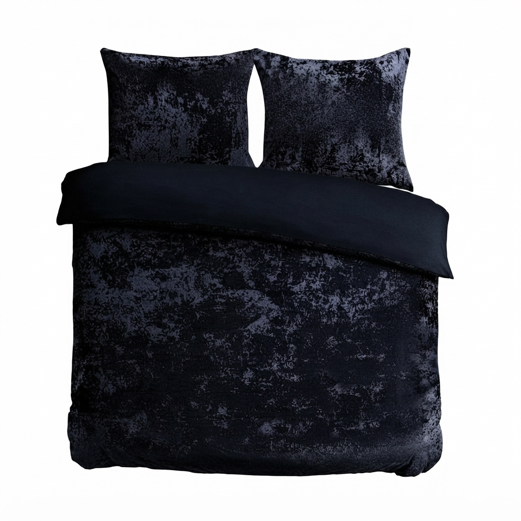 Velvet Couture Dekbedovertrek - 200x200/220 - Crushed Velvet - Zwart