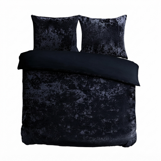 Velvet Couture Dekbedovertrek - 240x200/220 - Crushed Velvet - Zwart