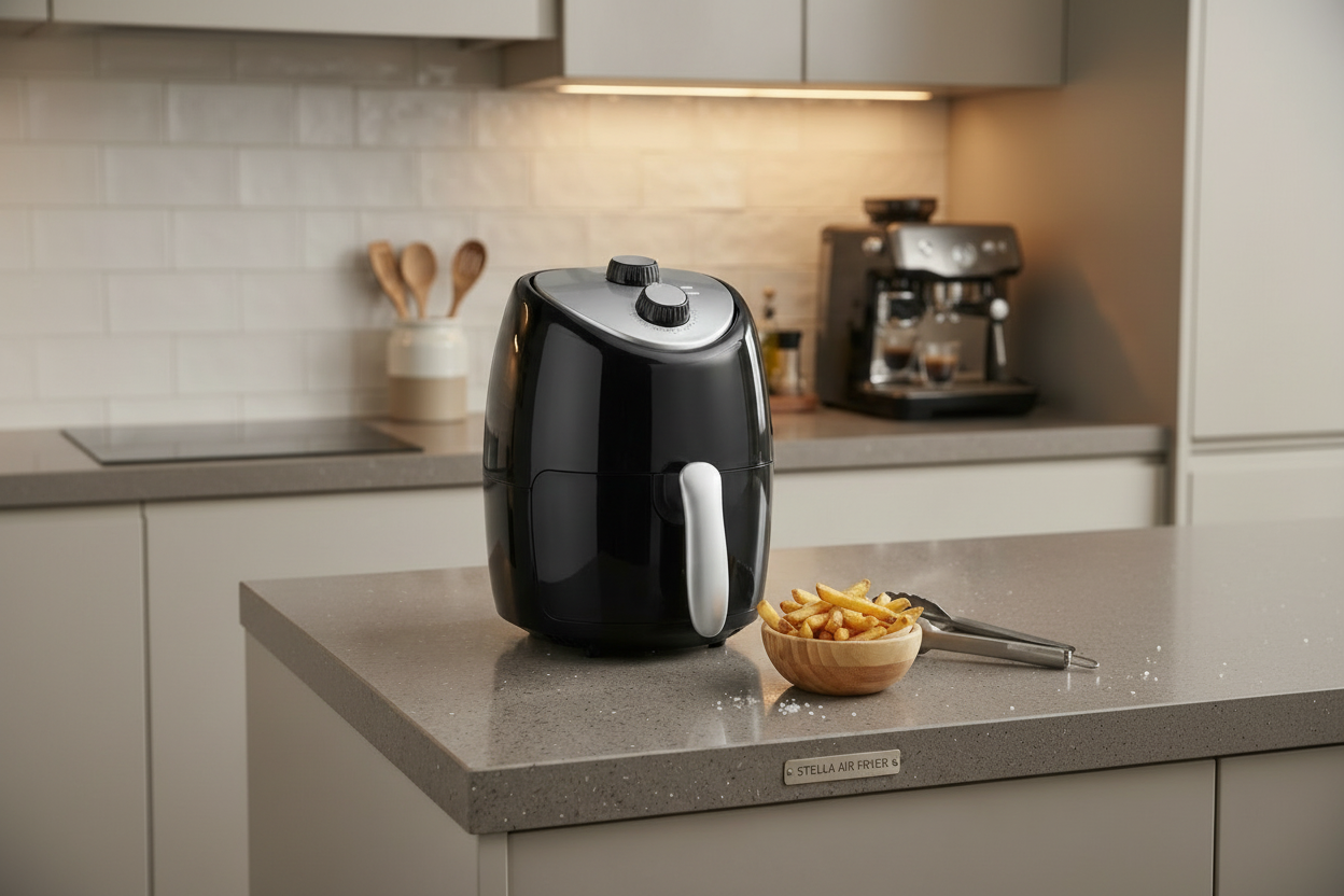 STELLA Airfryer ST-AF2L - 2 Liter - Hetelucht friteuse - Gezonder frituren, grillen & bakken - Inclusief frituurmandverdeler - Zwart
