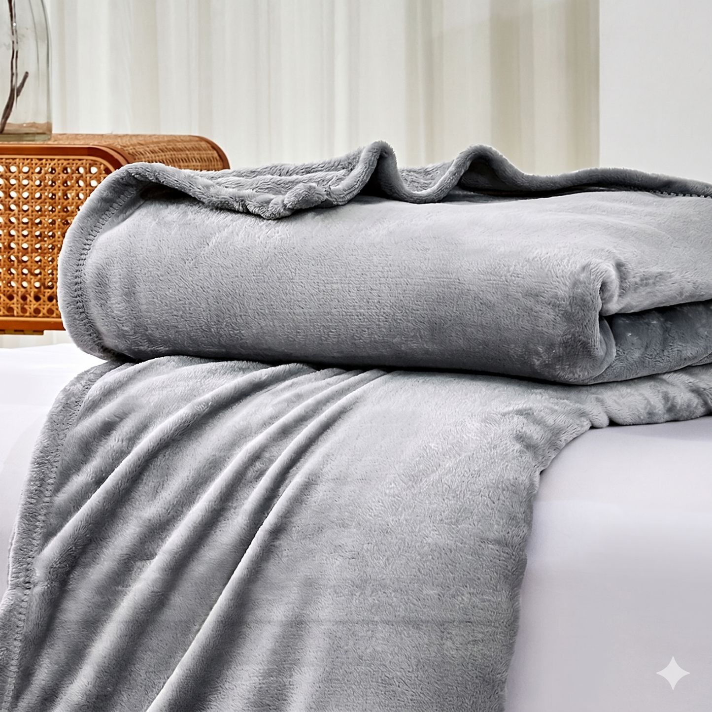AxonBay Flanellen Deken 229×273 cm – Muisgrijs – Extra Zacht & Warm