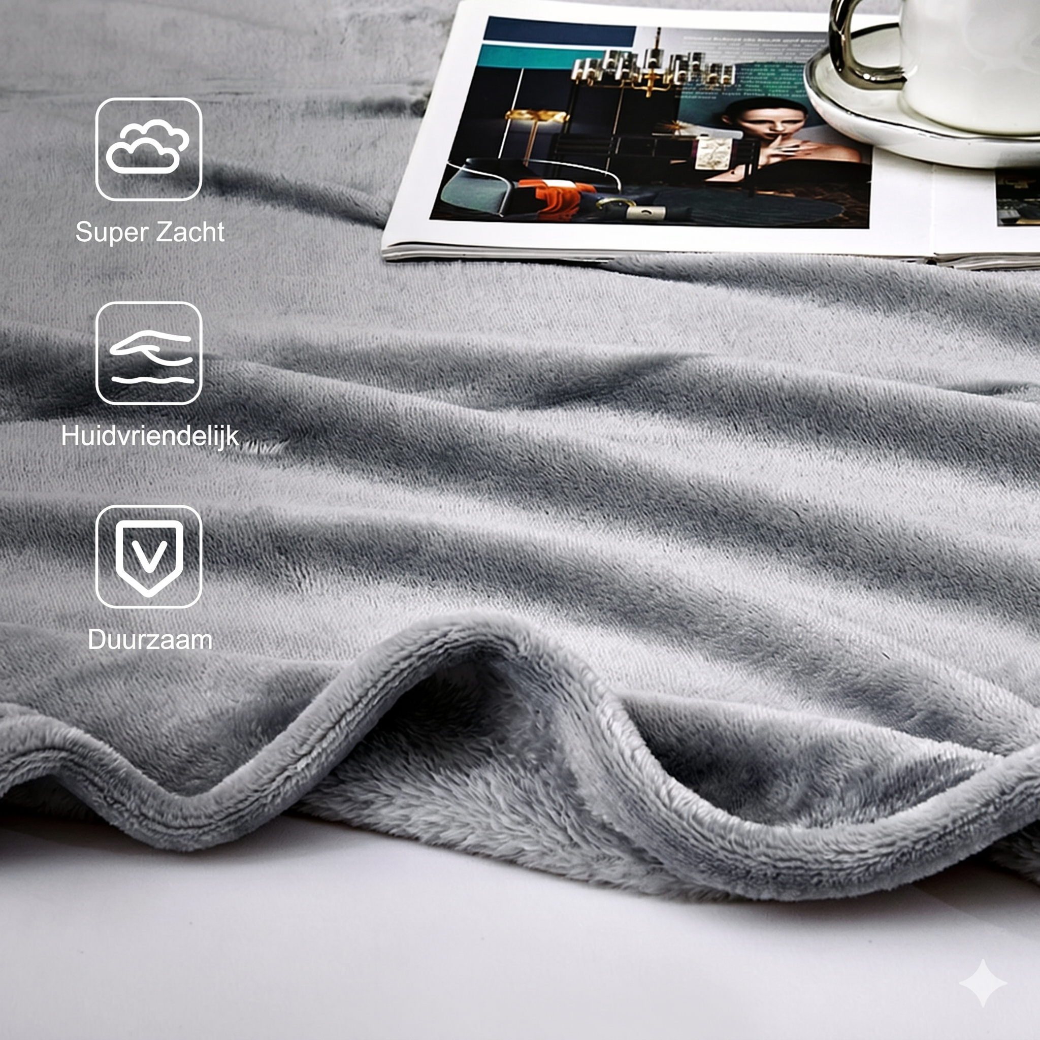 Luxe Flanellen Deken – Muisgrijs – 229×273 cm – Extra Zacht & Warm – Perfect voor Vakantie & Koele Zomeravonden