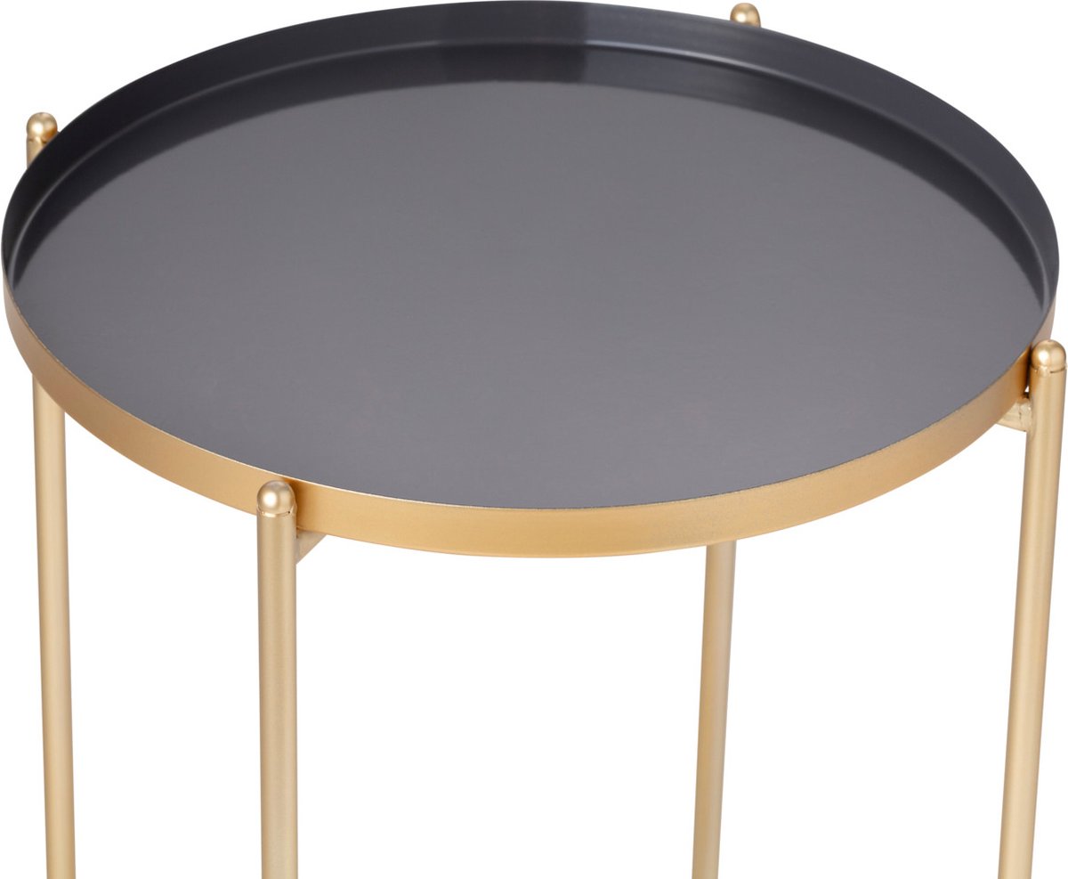 LIFA LIVING Bijzettafel Ella – Modern Grijs & Goud | 100% Metaal | 20 kg Draagkracht | Minimalistisch & Elegant