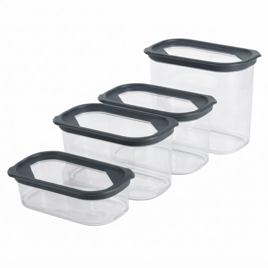 Moritz & Moritz – Set van 4 Voorraaddozen | Stapelbaar & Transparant | Voor Droge Voeding