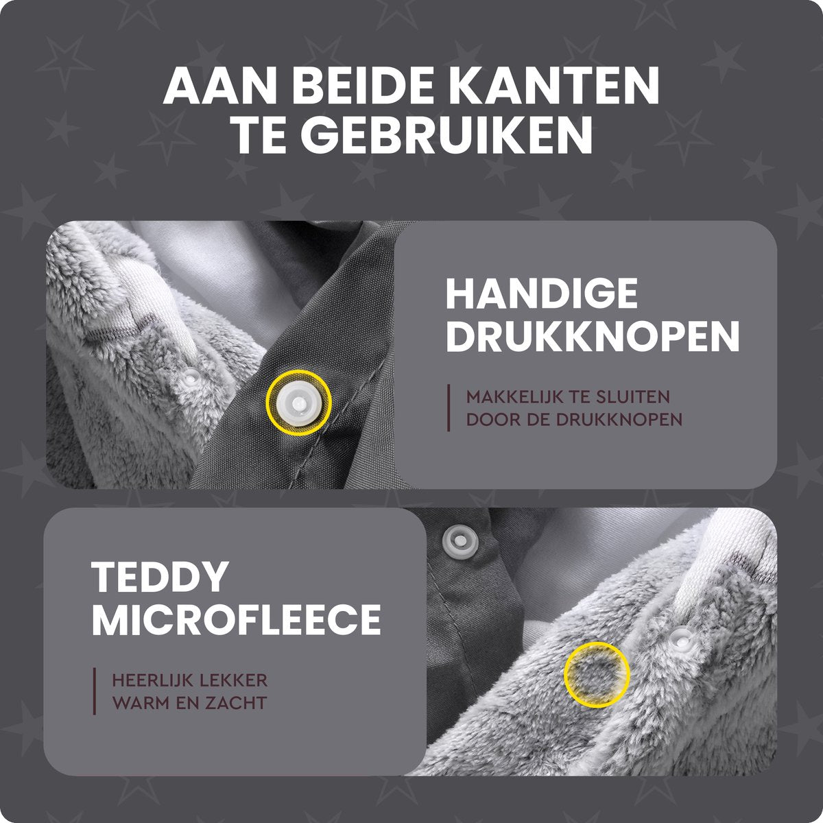Sleeptime Glow in the Dark Stars Dekbedovertrek - 140x200/220 + 1 kussensloop 60x70 - Grijs