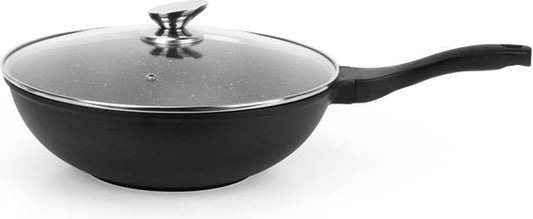 Swiss Pro+ Wokpan 28 cm – Glazen Deksel – Inductie – PFOA-vrij