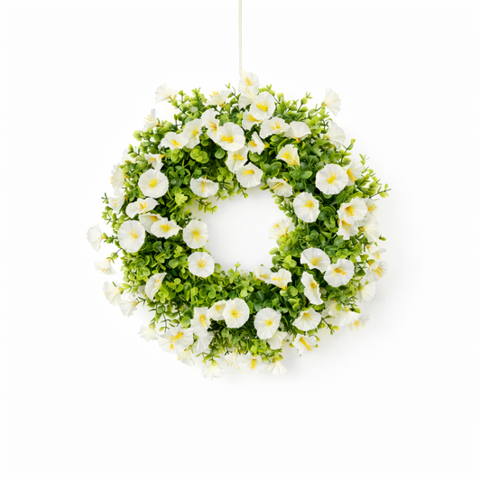 •	Premium witte vlambloem krans voor feest, interieur & trouw. Realistisch, onderhoudsvrij en sfeervol. Axonbay kwaliteit voor elke decoratiestijl.