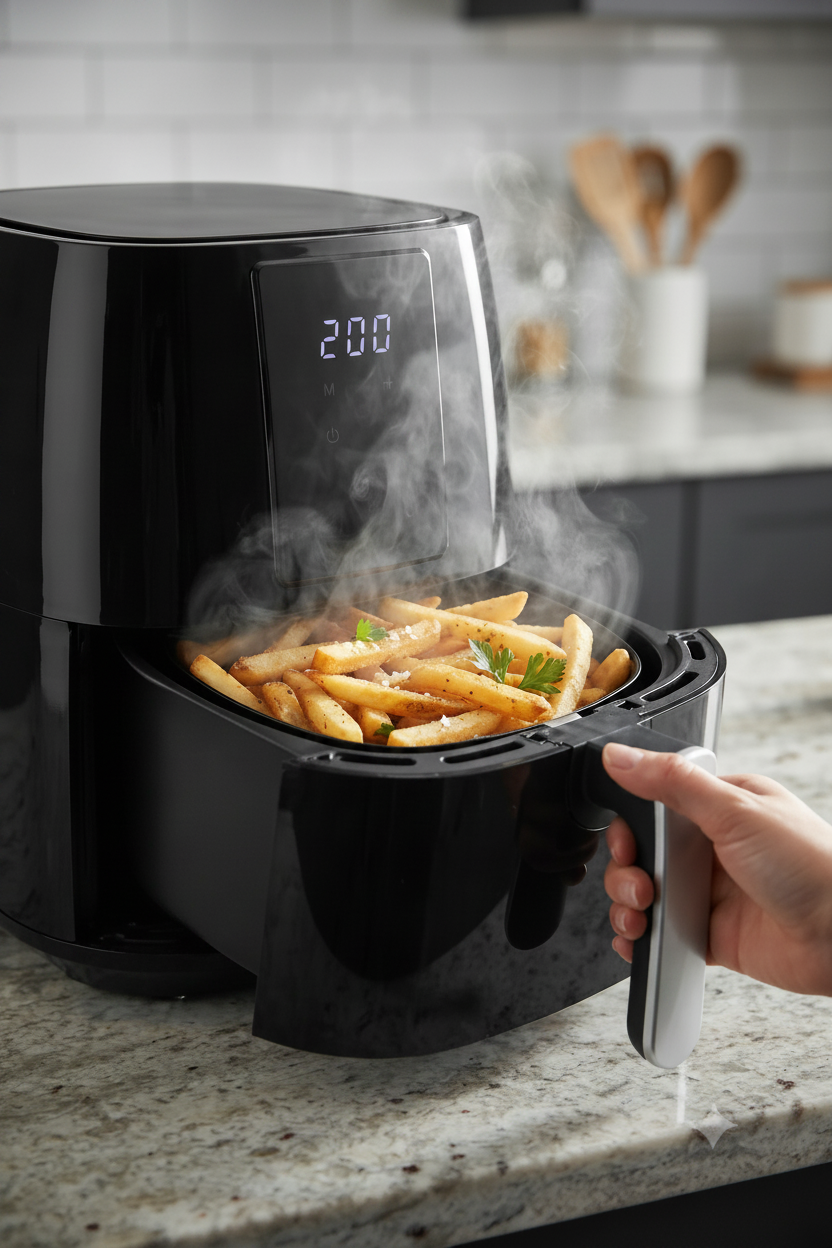 Swiss Pro+ Airfryer SP-AF5L - 5 Liter - Heteluchtfriteuse met Kijkvenster - Digitaal Touchscreen - 1450W - Geschikt voor 5 personen - Zwart