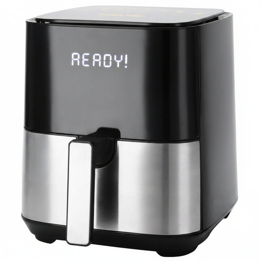 Swiss Pro+ Airfryer XXL SP-AF1450 met 5 liter inhoud, digitaal touchscreen en zwarte afwerking voor gezonder frituren."